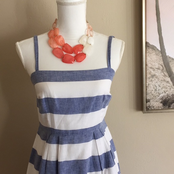 LOFT size 0P blue & white striped sundress! - Picture 2 of 4